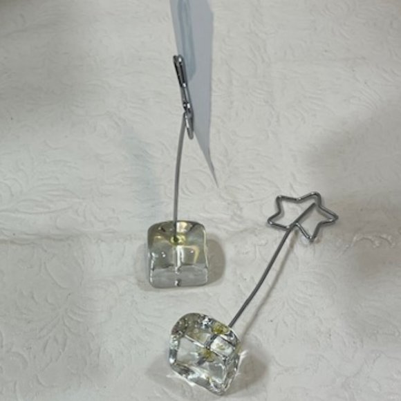 Two(2) Wired Star Photo Holder Desk Display Postcard Glass Stand 4.25" Tall - Picture 4 of 6